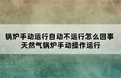 锅炉手动运行自动不运行怎么回事 天然气锅炉手动操作运行